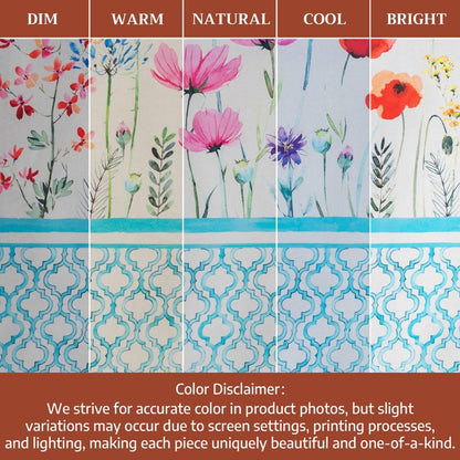 Maison d' Hermine Table Cloth Round Table 100% Cotton 69 Round Inches Tablecloth Reusable Decorative for Dining Kitchen Room Farmhouse Home Gifts for Mothers Day Spring Summer - Flower in The Field