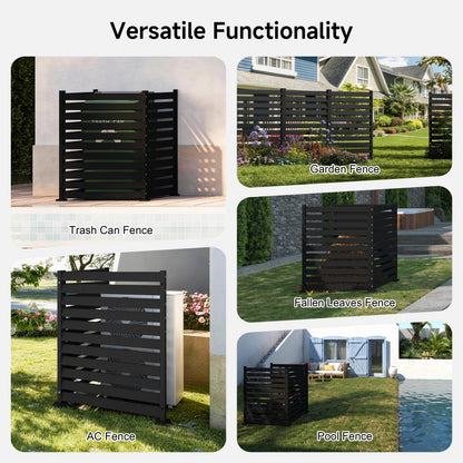 Air Conditioner Fence 2 Panels, 38" W x 48" H HDPE Privacy Fence Panel, Outdoor Privacy Fence Screen with Metal Stakes, No Dig Pool Equipment Enclosure & Trash Can Enclosure for Backyard Patio