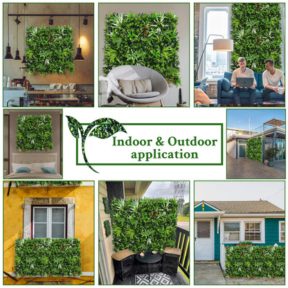 ODTORY Artificial Boxwood Topiary Hedges Panels: 20'' x 20'' 12P UV-Protected Privacy Faux Grass Backdrop Fence Screen for Patio, Balcony, Garden, Backyard Indoor Outdoor Green Wall Decor