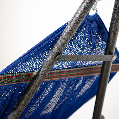 Best Home Fashion Portable Hammock with Collapsible Steel Stand, 600 lbs Capacity, No Tools Assembly, Carrying Bag Included, Perfect for Indoor Outdoor Backyard Patio Camping Beach, 2 Person, Navy