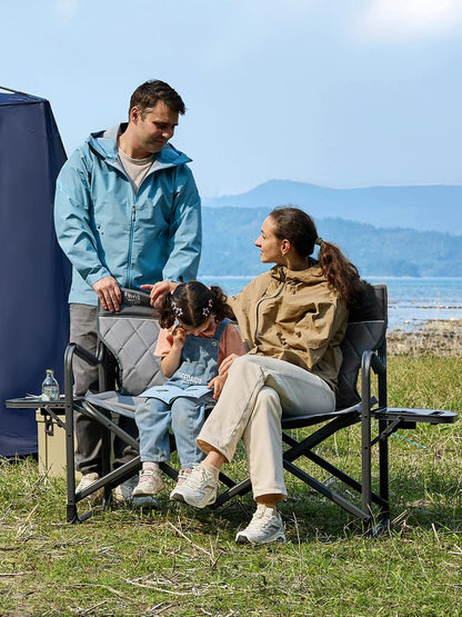 Timber Ridge Double Camping Chair Portable Loveseat, Heavy Duty Folding Camp Couch 2 Person Director Chairs with Cup Holder for Outdoor Lawn Tailgates Picnic Sports Soccer Games Supports 600 lbs Grey