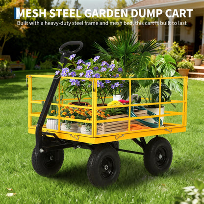 1400 LB Heavy Duty Garden Wagon Cart – 13" All-Terrain Tires, 3-in-1 Utility Yard Trailer with Removable Side Panels, Outdoor Metal Wagon for Lawn, Yard, Backyard