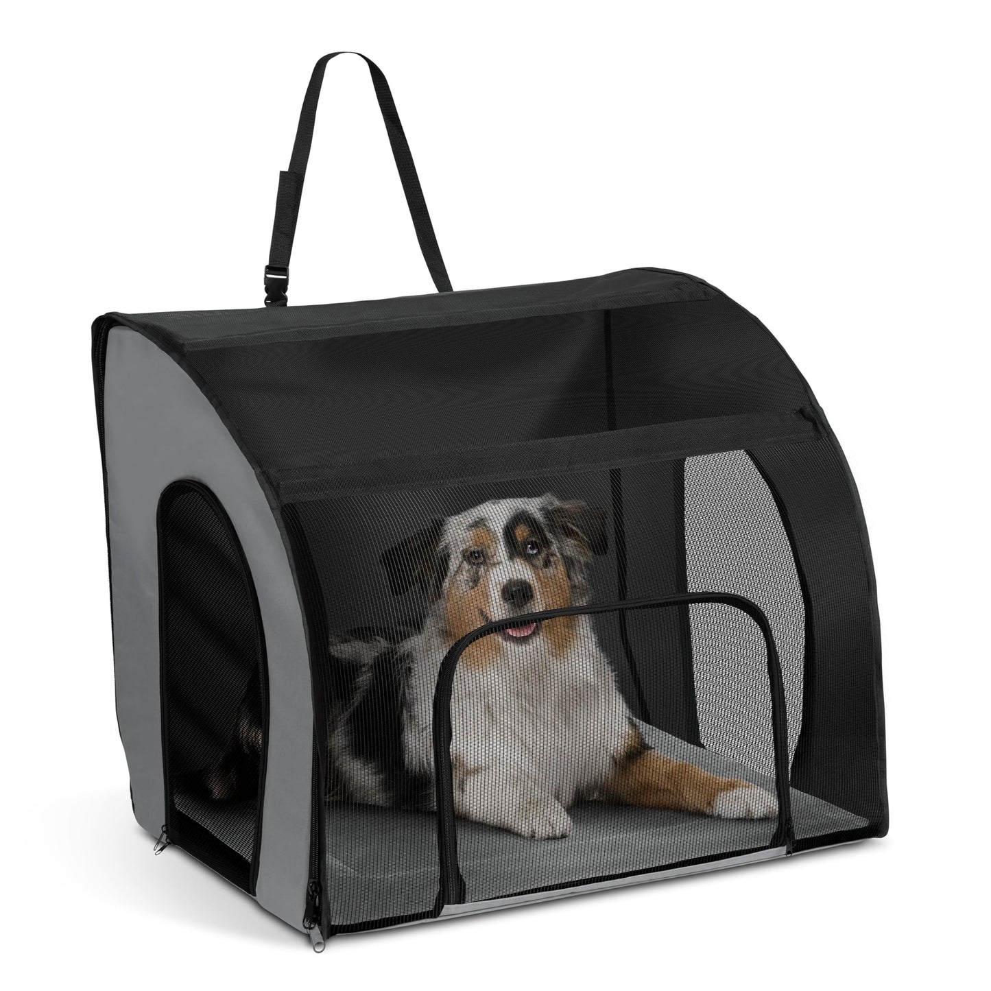 K&H Pet Products Enclosed Large Dog Car Seat, Travel Safety Carrier, Dog Travel Car Seat, Soft-Sided Covered Pet Carrier, Washable Pad, Multiple Entrances, Mesh Windows - Large 29.5 X 22 X 25.5in