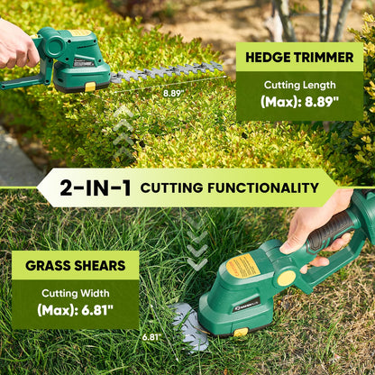 SakerPlus Portable Camping Light & Rechargeable 2-in-1 Hedge and Grass Trimmer