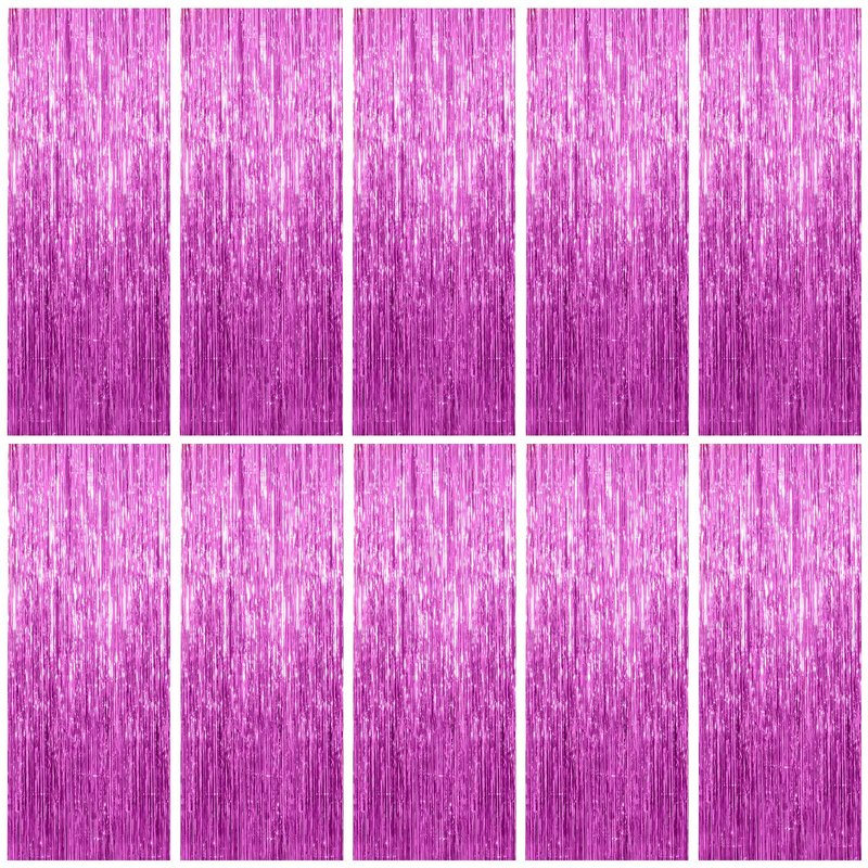 10 Pack Foil Curtain Backdrop Metallic Tinsel Foil Fringe Curtains Photo Booth Props for Birthday Wedding Engagement Baby Shower Bachelorette Christmas Holiday Celebration Party Decorations