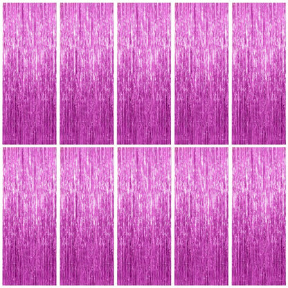 10 Pack Foil Curtain Backdrop Metallic Tinsel Foil Fringe Curtains Photo Booth Props for Birthday Wedding Engagement Baby Shower Bachelorette Christmas Holiday Celebration Party Decorations