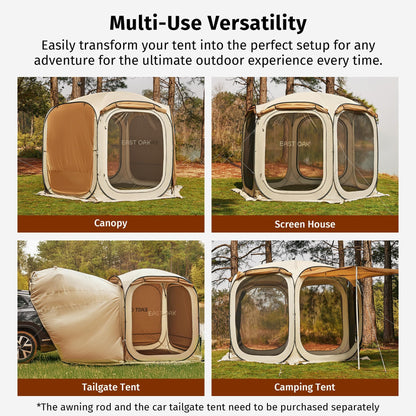 East Oak 6×6 FT Pop Up Canopy Tent with Mesh | Outdoor Screen House with 4 Sunshades | Instant Canopy with Portable Carry Bag | Gazebo Tent for Camping, Patio, and Beach | Beige
