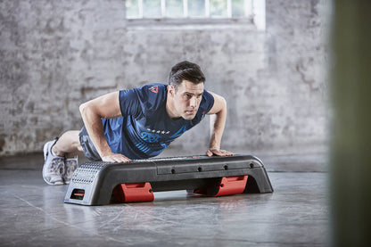 Reebok Professional 47-Inch Long Multi-Purpose Aerobic, Cardio, and Strength Challenging Home Fitness Deck Bench, Black