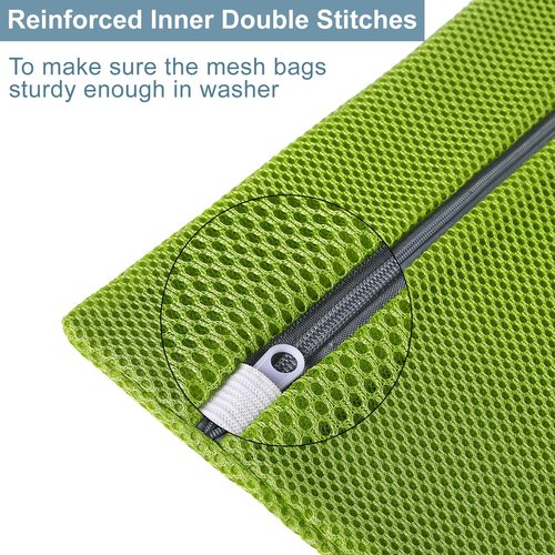 GUOZCARAY 4 pack Mesh Laundry Bags,Mesh Wash Bags,Lingerie Bags for Washing Delicates,12 x 16 Inches lingerie bags for Laundry, Travel Storage Organize Bag for Cotton Clothes,Sheet, Shoes(GREEN)