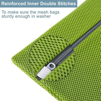 GUOZCARAY 4 pack Mesh Laundry Bags,Mesh Wash Bags,Lingerie Bags for Washing Delicates,12 x 16 Inches lingerie bags for Laundry, Travel Storage Organize Bag for Cotton Clothes,Sheet, Shoes(GREEN)