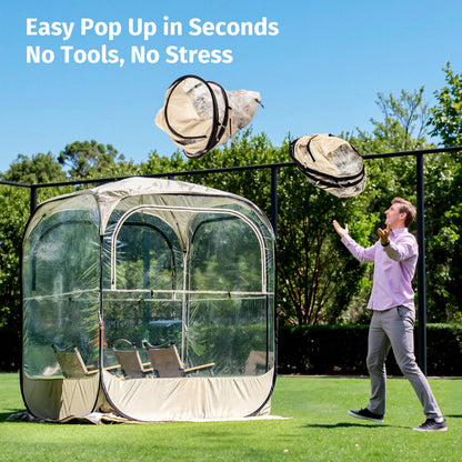 East Oak Weather Sports Tent for Fishing, Sports Event | Pop Up Bubble Tent Instant Sun & Rain Shelter | No Condensation, Spacious Interior, Ultra Visibility | All Weather Protection | 6 x 6 FT