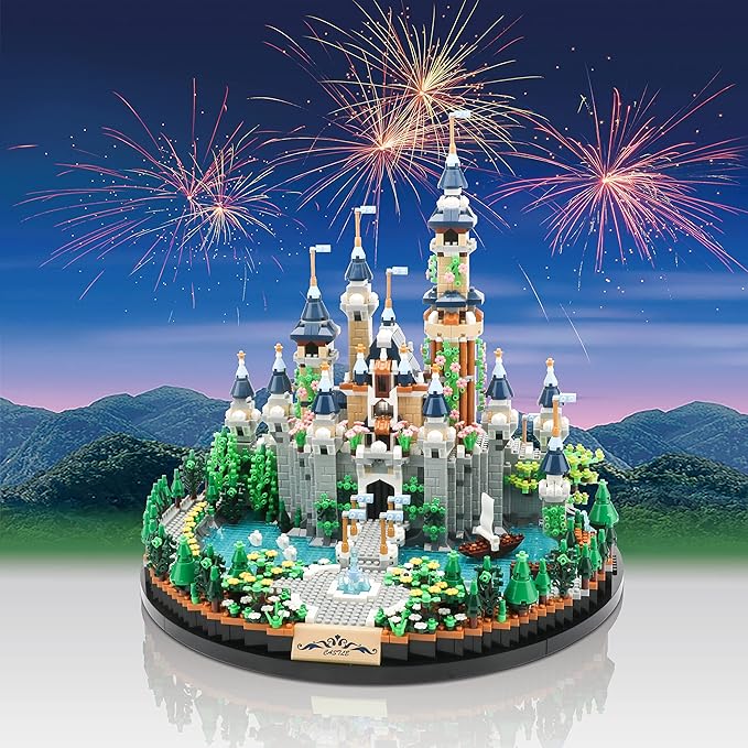 Magic Princess Blue Castle Micro Building Blocks Set for Women Architecture and Collection Model Creative Display Gift for Adults and Ages 14+ 3600 PCS