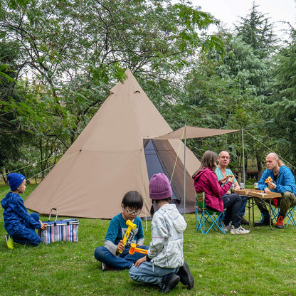 KAZOO Family Camping Tent Large Waterproof Tipi Tents 8 Person Room Teepee Tent Instant Setup Double Layer (Beige)