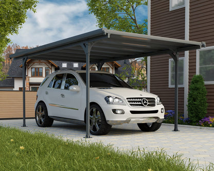 Palram - Canopia Verona 5000 10 x 16 Metal Carport, Heavy Duty Car Port, Weather-Protected Gray Aluminum Frame, Bronze Polycarbonate RV & Car Storage, UV Protected, DIY Garage Kit, 10-Year Warranty