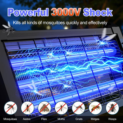 Large Solar Bug Zapper Outdoor, Powerful Mosquito Zapper with 20W Solar Panel, Rechargeable Mosquito Killer, Waterproof Flying Insect Trap for Patio, Yard, Garden, Home, Camping