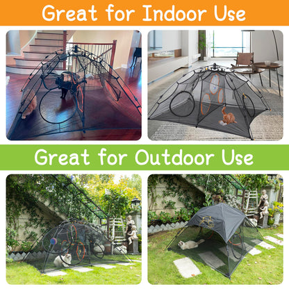Outdoor Cat Play Tent for Indoor Cats (X- Large Portable Cat House, Outdoor Cat Enclosure for Cats and Small Animals Easy to Connect with Cat Tunnel, Cat Cube (Patented) and Cat Play Tunnel-2 Packs