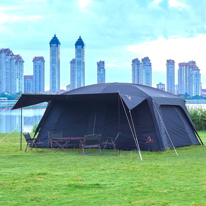 KTT Extra Large Tent 12-14 Person,Family Cabin Tents,2 Rooms,Straight Wall,2 Doors 4 Windows with Mesh,Waterproof,Straight Wall,Big Tent for Outdoor,Picnic,Camping,Gathering(Black)