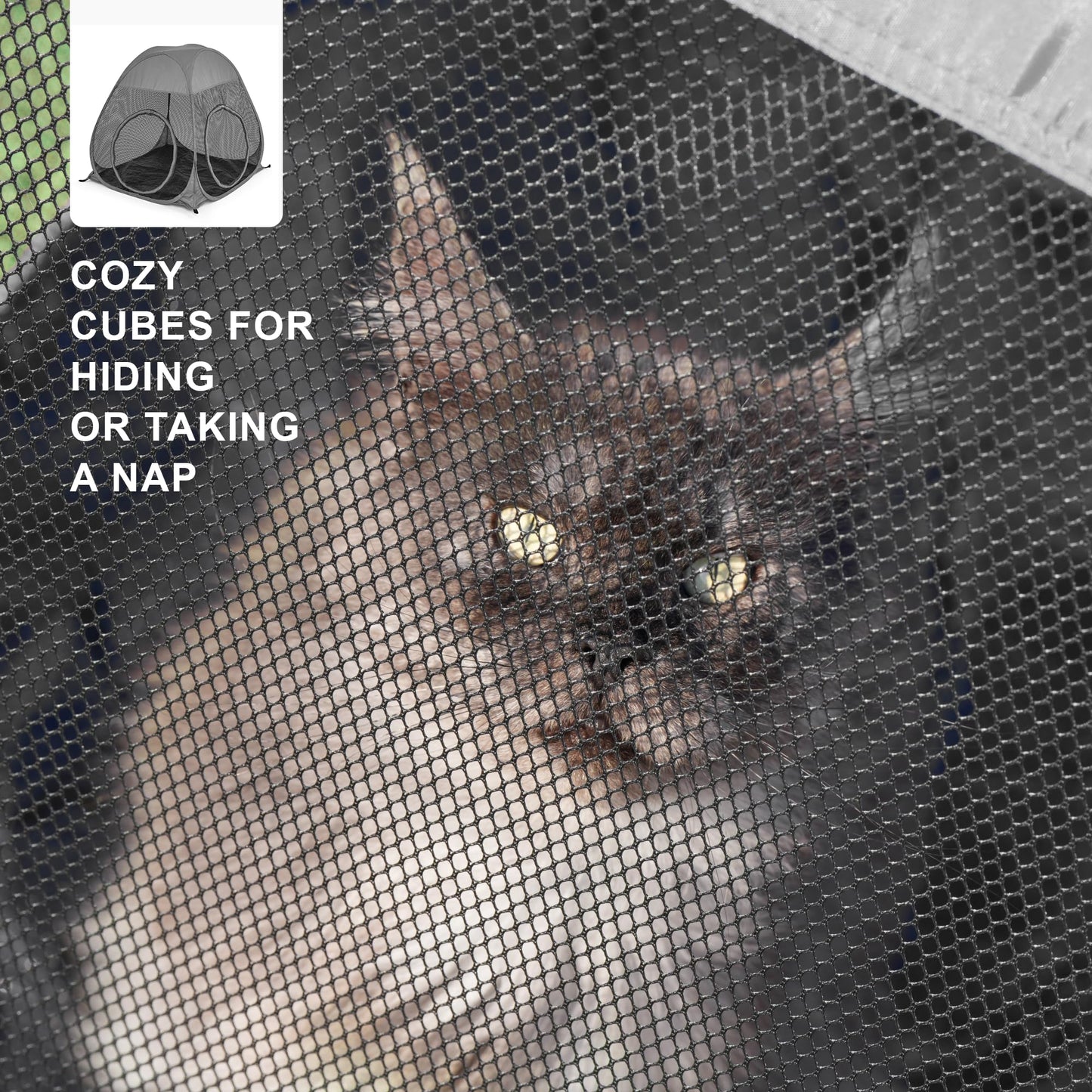 Catio Outdoor Cat Enclosure, 3-in-1 Extra Large Portable Cat Playpen with Tower Tent & Tunnel, Foldable Waterproof Mesh Catio for Indoor Outdoor Cats & Small Pets