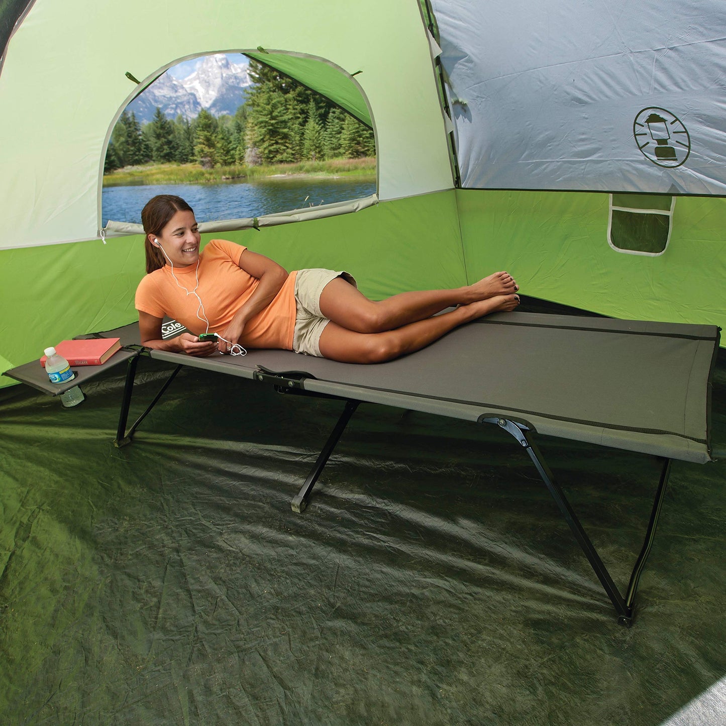 Coleman Pack-Away Big ‘n Tall Camping Cot with Removable Side Table, Extra Wide Cot Fits Adults up to 6ft 6in or 300lbs, Carry Bag Included