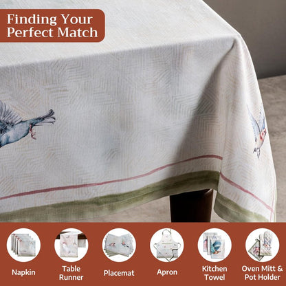 Maison d' Hermine Table Cloth Rectangle Table 100% Cotton 70 x 120 Inches Tablecloth Reusable Decorative for Dining Kitchen Room Farmhouse Home Gifts for Mothers Day Spring Summer - Flying Birds