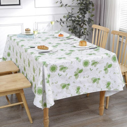 Heavy Duty Vinyl Tablecloth with Flannel Backing Waterproof Oil-Proof Plastic Table Cloth Stain-Resistant Wipeable Rectangle or Square Table Cover for Indoor and Outdoor (Floral and Leaf,60x102 Inch)
