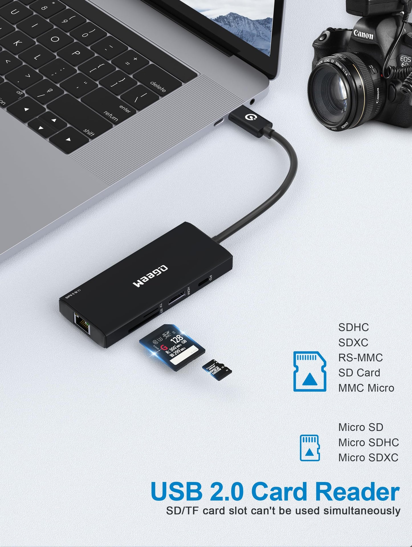 QGeeM USB C Hub Ethernet,9 in 1 USB Type C Hub HDMI Multi-Port Converter Adapter,100W Pd, USB 3.0,SD/TF Card Reader,Compatible for MacBook Pro Air Ipad HP Dell Lenovo Chromebook etc.