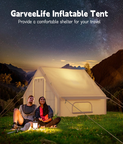 GarveeLife 2-4 Person Inflatable Camping Tent, Large Inflatable Tent House with Air Pump, Quick Assembly Luxury Camping Tent, Waterproof Oxford Fabric Suitable for All Seasons.