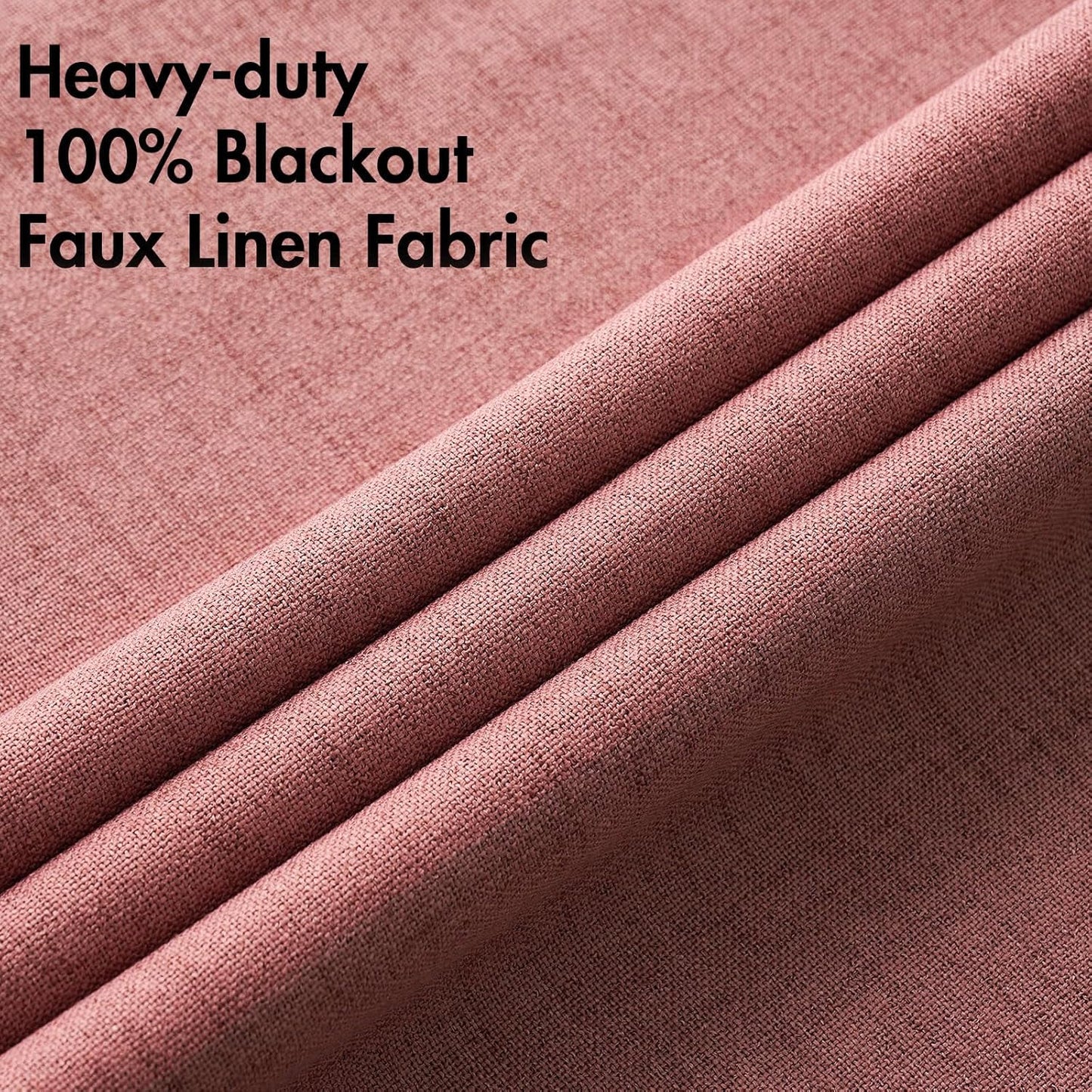 MIULEE Blackout Linen Textured Curtains - Thermal Insulated Dusty Rose Grommet Drapes | 52 x 84 Inch (2 Panels)