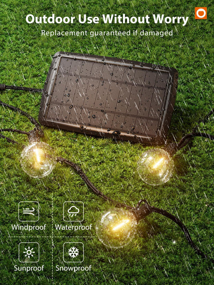 addlon 200FT Solar String Lights for Outside G50 Waterproof with USB Port Solar Patio Lights Outdoor Solar Powered LED Bulbs 3 Light Modes for Backyard Porch Garden Market Bistro Camping