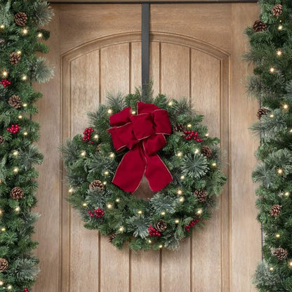 Haute Decor 2-Pack Adapt Adjustable Length Over The Door Wreath Hanger Hook - 2PACK - Strong, Holds up to 20 lbs. (Matte Black)