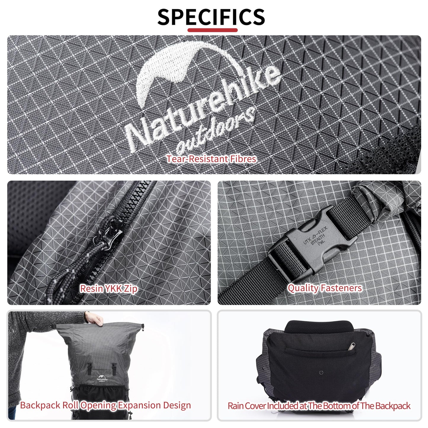 Naturehike 65L Rock Upgraded Internal Frame Hiking Backpack for Outdoor Camping Travel Backpacking with Rain Cover Ultralight Backpack for Adults