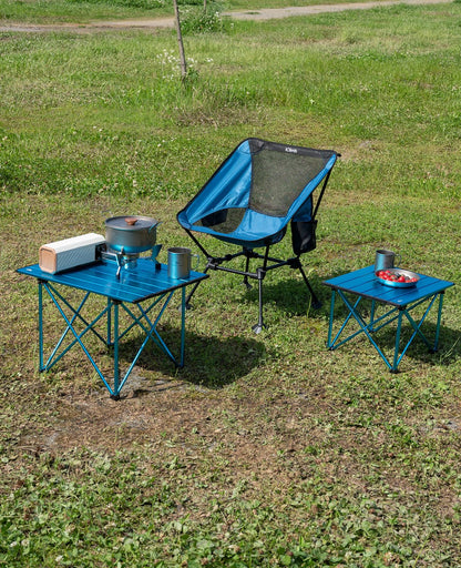 iClimb 1 Light Folding Table and 1 Ultralight Anti-Sinking Folding Chair Bundle for Adults Outdoor Camping Beach Concert