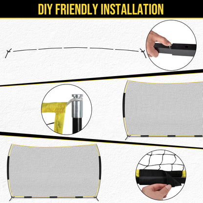 Eastrexon Barricade Backstop Net, 16x10 ft Ball Stop Netting with Carry Bag & Ground Stakes, Quick Setup, Portable, Perfect for Lacrosse, Baseball, Basketball, Soccer