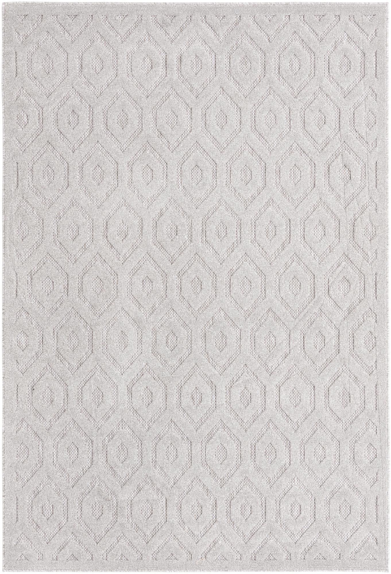 Unique Loom Outdoor Trellis Textured Collection Area Rug - Spatial (6' 1" x 9' Rectangle, Grey/ Gray)