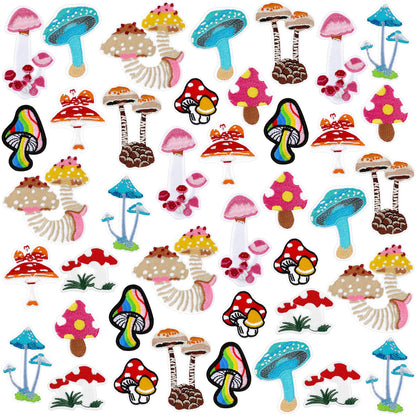 40 Pcs Mushroom Iron on Patches for Clothing 10 Styles Cute Mushroom Embroidered Sew Applique Repair Patches for DIY Jeans Jackets Backpacks Hat Sewing Craft Decoration