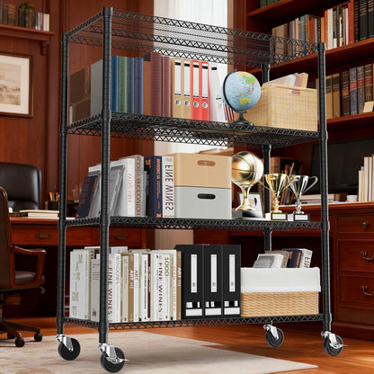 M MZG 2640LBS 53.1" W 4 Tiers Shelf Steel Storage Shelves Shelving Unit Steel Organizer Wire Rack for Home,Kitchen,Office,Garage Black 23.6" D x 53.1" W x 73.6" H