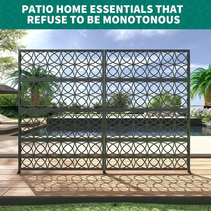 Garveelife Outdoor Privacy Screen Freestanding, 72" H×47" W Patio Privacy Screen with Stable Base, Metal Privacy Panels for Balcony, Yard and Garden, 1PC