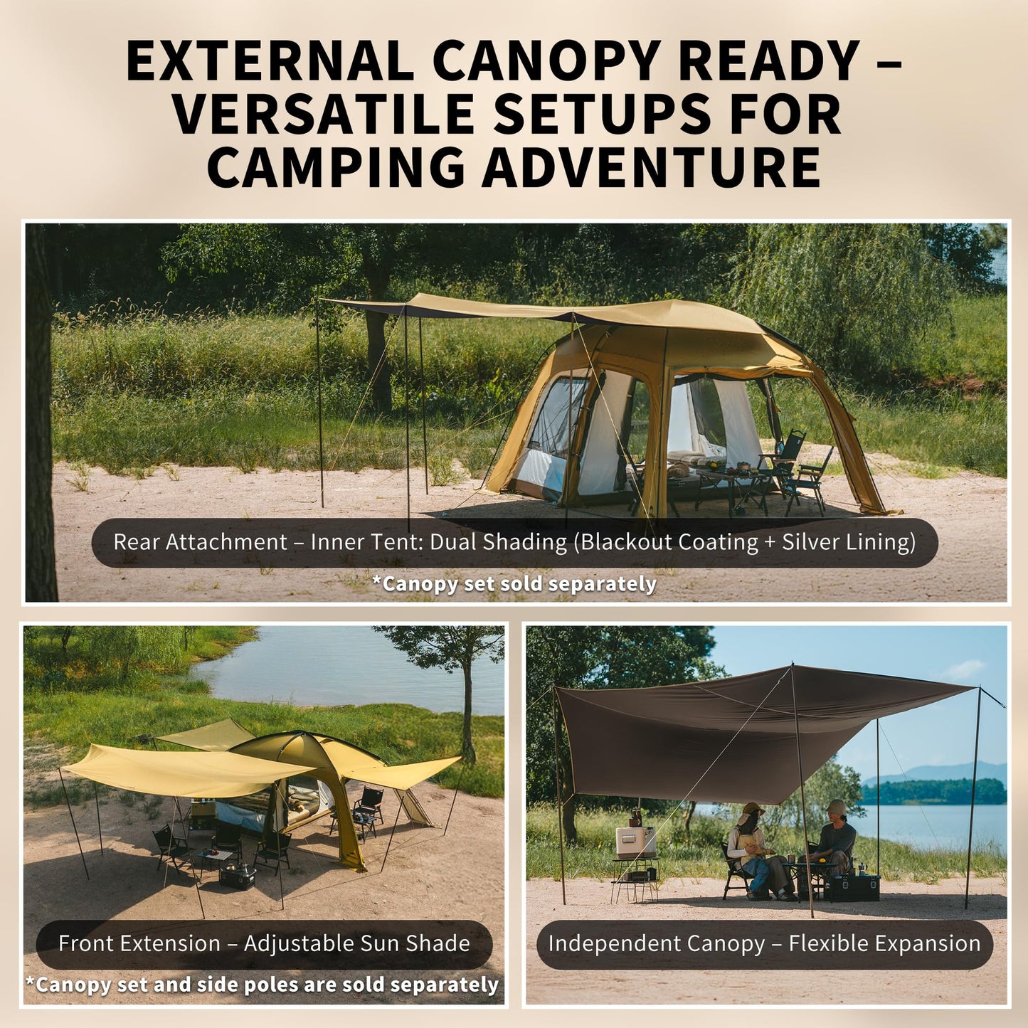 Naturehike Canopy for Dune 4 Person Tent, Camping Tarp with Poles, Waterproof 10000mm+ & UPF50+