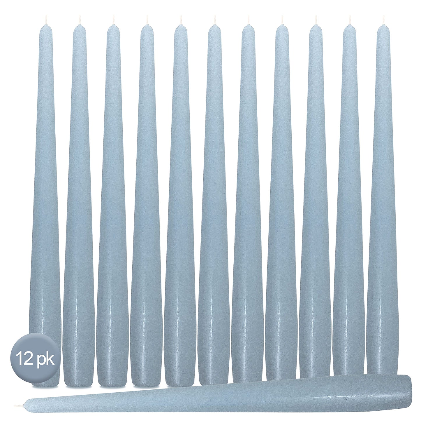 Hyoola Tall Taper Candles - 10 Inch Ice Blue Unscented Dripless Taper Candles - 8 Hour Burn Time - 12 Pack