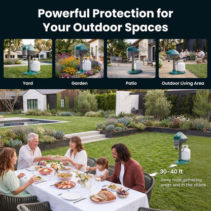 OWLTRA MT2410 Upgraded Outdoor Mosquito Guard, Quiet, Odorless, All-Weather Insect Control with CO2 Release with Propane & UV Light for Mosquitoes, No-See-Ums, Flies, Moths & Midges, Dark Green