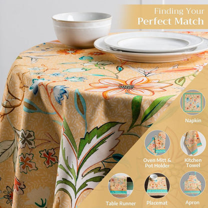 Maison d' Hermine Table Cloth Round Table 100% Cotton 63 Round Inches Tablecloth Reusable Decorative for Dining Kitchen Room Farmhouse Home Gifts for Mothers Day Spring Summer - Luxury Loft - Peach