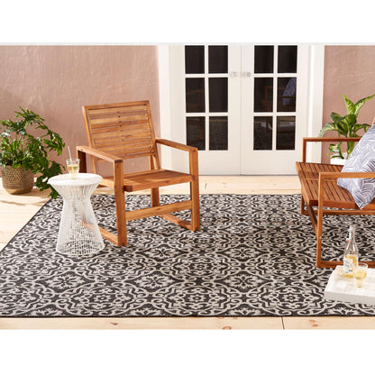 Nicole Miller New York Patio Country Julia Transitional Geometric Indoor/Outdoor Area Rug, Black/Grey, 7'9"x10'2"