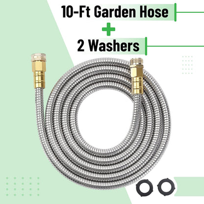 UNCO Stainless Steel Garden Hose - 10 Feet No Kink Design for Durable Outdoor Use