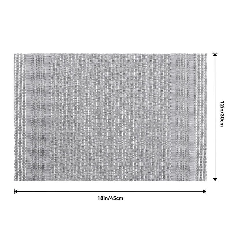 Leetaltree Lunar Grey Placemats Set of 6 - Heat Resistant Non-Slip Place mats for Dining Table, Washable Durable PVC Vinyl Woven Table Mats（Lunar Grey, 6）
