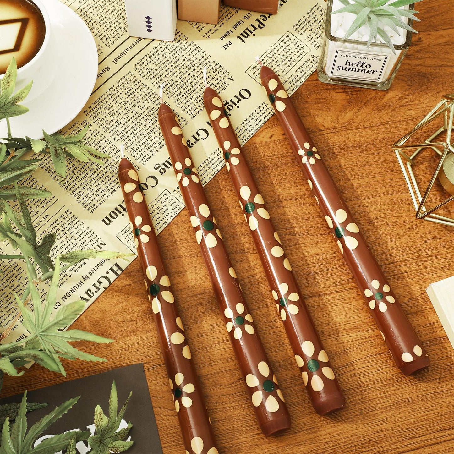 JarThenaAMCS 6Pcs Cielito Lindo Taper Candles 10 Inch Mexican De Barro Floral Decorative Candles Long Unscented Candle Sticks for Cinco De Mayo Party Favor Gifts Home Table Decor