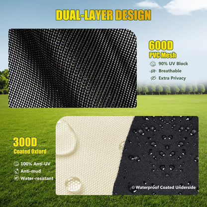 Upgraded RV Awning Sun Shade Screen with Privacy Curtain | UV Protection & Waterproof Polyester Fabric | Easy Installation for Campers, Trailers, Motorhomes (Beige, 8'X15'3'' for 16 ft Awning)