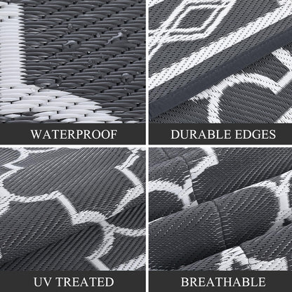 Garvee Outdoor Rug 10'x20' for Patios Clearance, Reversible Outdoor Plastic Straw Waterproof Camping Carpet, Large Area Rugs Patio Mats for Outside RV, Camper, Deck, Porch, Beach, Picnic (Grey/White)