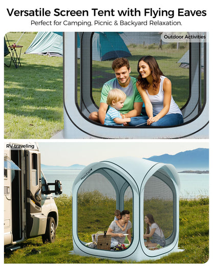 Pop-Up Screen Tent Pop-Up Screen Tent with Mesh Walls – Instant Portable Outdoor Shelter with Carry Bag for Camping, Patio, Backyard, Deck, Beach – 6×6 FT, Blue