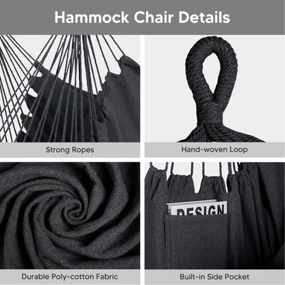 SUNCREAT 2-in-1 Hammocks Hammock Chair with Stand, 475 lbs Capacity, Heavy Duty Two Person Hammock with Stand, Patented, Blue Stripe