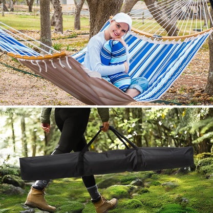 SUNCREAT 2 Person Outdoor Hammock with Curved Spreader Bar for Outdoor, Black Extra Large Hammock Bag Carrying Bag